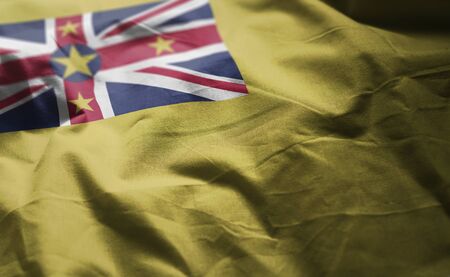 Niue Flag Rumpled Close Up