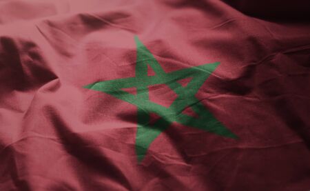 Morocco Flag Rumpled Close Upの写真素材