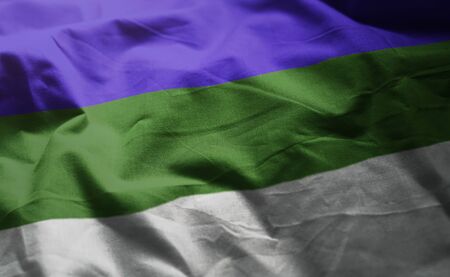Komi Republic Flag Rumpled Close Up