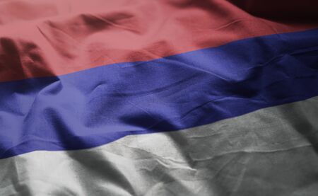 Republika Srpska Flag Rumpled Close Upの写真素材