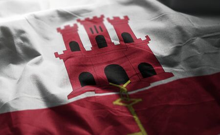 Gibraltar Flag Rumpled Close Upの写真素材