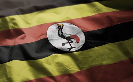 Uganda Flag Rumpled Close Upの写真素材