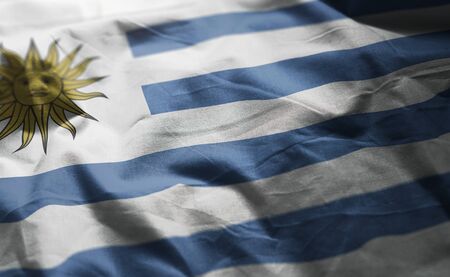 Uruguay Flag Rumpled Close Upの写真素材