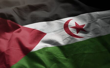 Sahrawi Flag Rumpled Close Upの写真素材