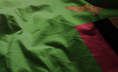 Zambia Flag Rumpled Close Upの写真素材