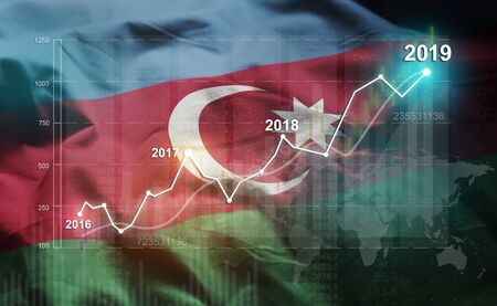 Growing Statistic Financial 2019 Against Azerbaijan Flagの写真素材