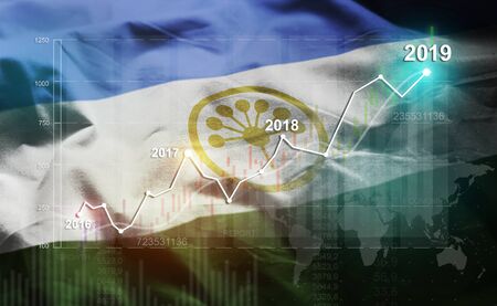 Growing Statistic Financial 2019 Against Bashkortostan Flagの写真素材