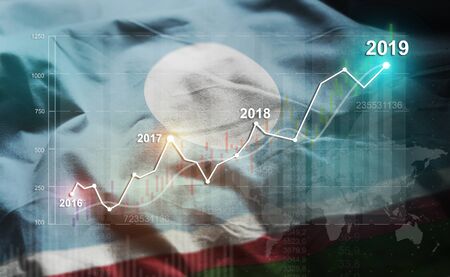 Growing Statistic Financial 2019 Against Sakha Republic Flagの写真素材