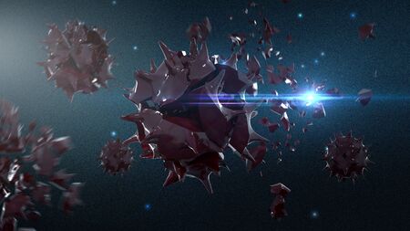 Destroyed Coronavirus Covid-19 3D Rendering Art