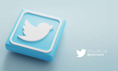 Twitter 3D Rendering Close up. Account Promotion Template.のeditorial素材