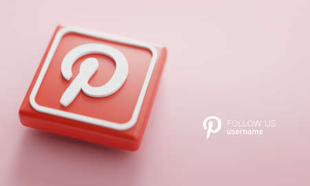 Pinterest 3D Rendering Close up. Account Promotion Template.