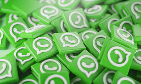 Pile of 3D WhatsApp Logos