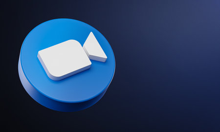 Zoom Circle Button Icon 3D on Dark Bakcgorund. Elegant Template Blank Spaceのeditorial素材