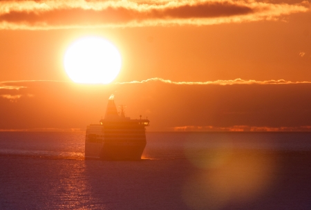 a cruiser in the morning light