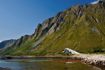 bridge on the Lofotenの写真素材