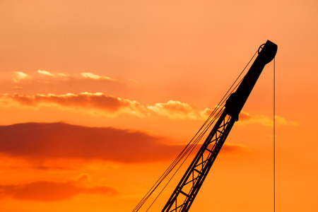 crane in teh sunsetの写真素材
