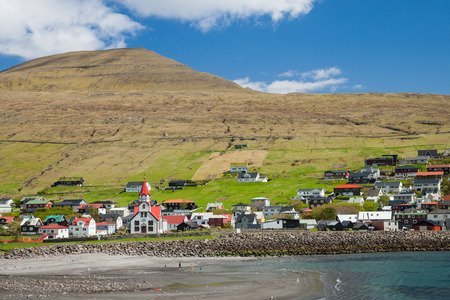 great view over the beautiful landscape of the faroe islandsの写真素材
