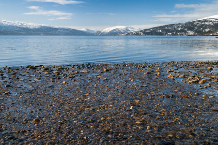 fjord landscape in northern norway in the winter