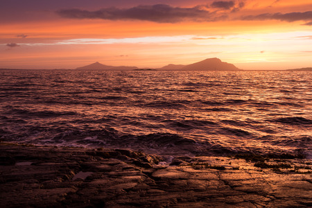 Colorful sunset at the Atlantic coast in Norwayの写真素材