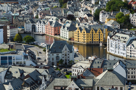 Cityscape of Alesund in Norwayのeditorial素材
