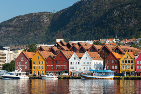 Cityscape of Bergen (Norway) at a sunny dayのeditorial素材