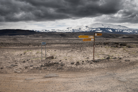 Lonely road in the icelandic highlandの写真素材