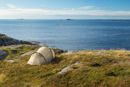 Camping next to the Atlantic coast in Norwayの写真素材