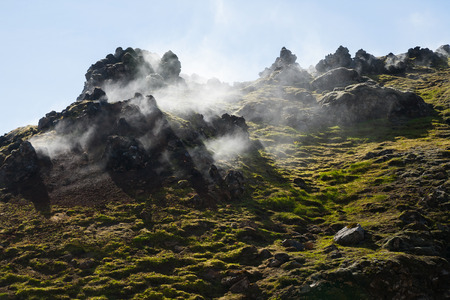 Beautiful wild landscape with colorful mountains in Landmannalaugar - Icelandの写真素材