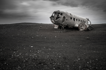 Abandoned plane wreck  of the US Navy in Icelandの写真素材