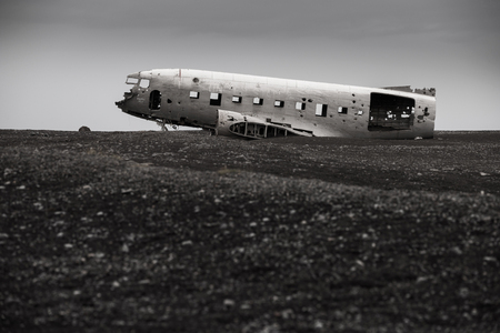 Abandoned plane wreck  of the US Navy in Icelandの写真素材