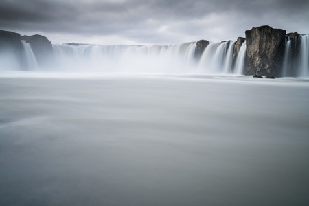 Godafoss in iceland at a cloudy dayの写真素材