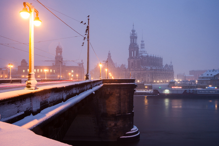 Panorama of Dresden in winterのeditorial素材