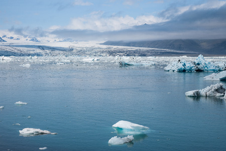 Sunshine over Jokulsarlon glacier lake in Iceland
