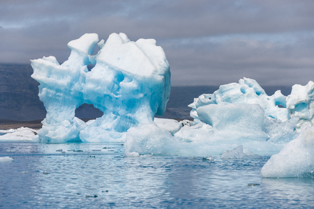 Sunshine over Jokulsarlon glacier lake in Iceland