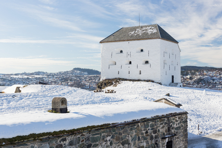 Fortress Kristiansten of Trondheim in winterのeditorial素材