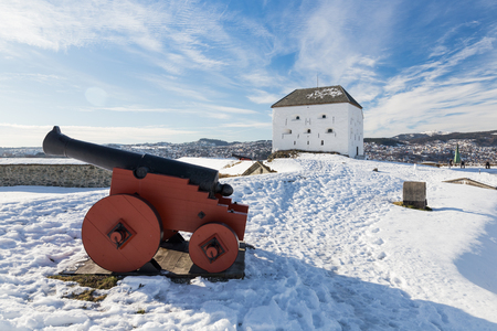 Fortress Kristiansten of Trondheim in winterのeditorial素材