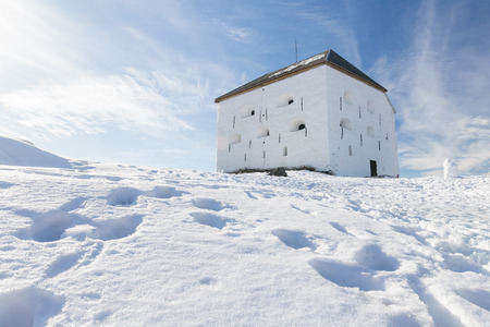 Fortress Kristiansten of Trondheim in winterのeditorial素材