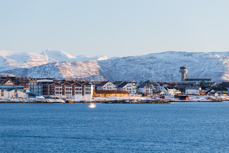 Evening mood over the city Bodo in Norwayの写真素材