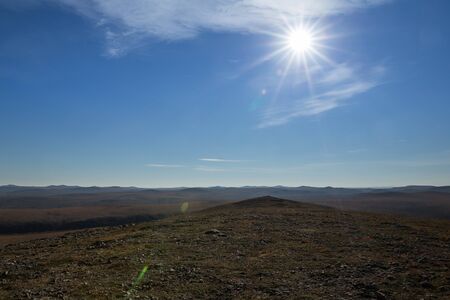 Autumn landscape over a mountain landscape in northern Finlandの写真素材