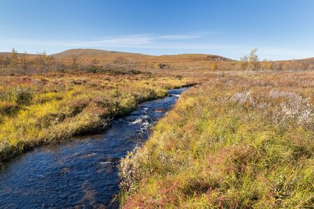 River landscape in Finland in autumnの写真素材