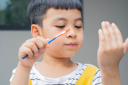 Education, hands and children with painting for kindergarten, creativity or skills development....