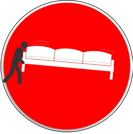 NO ENTRY, man carries the sofaのイラスト素材