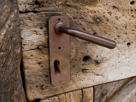 recording of an old door grip at a historic buildingの写真素材