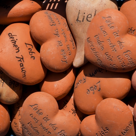 consumption of hearts for the garden and the decoration with love sayingsの写真素材