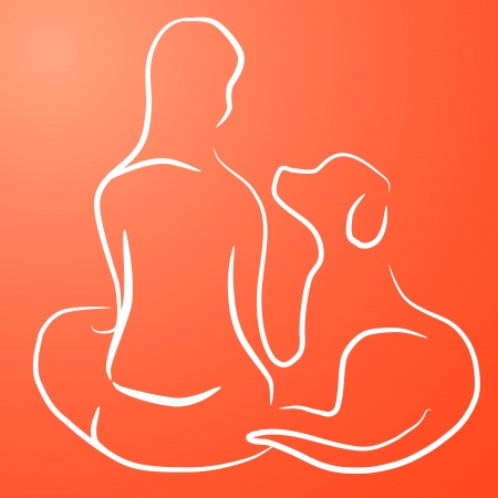 woman with dog - logo or backgroundのイラスト素材