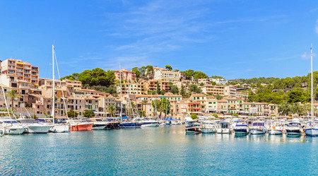picture of the harbour of porto de soller at Mallorcaの写真素材