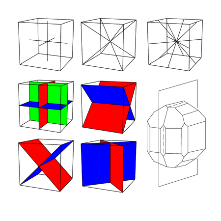 Illustration of different types of crystal symmetryのイラスト素材