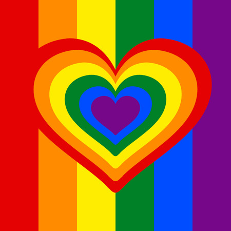 Rainbow heart, Heart, lgbt color . symbol of homosexual love, Vector illustration.のイラスト素材