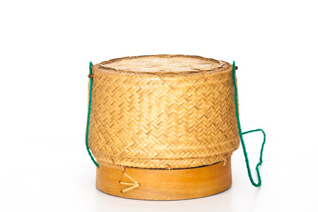 bamboo wooden rice box call Kratib Rice in Thailandの写真素材