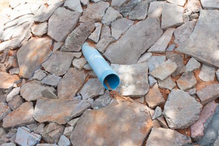 Drain pipe buried in the ground.の写真素材